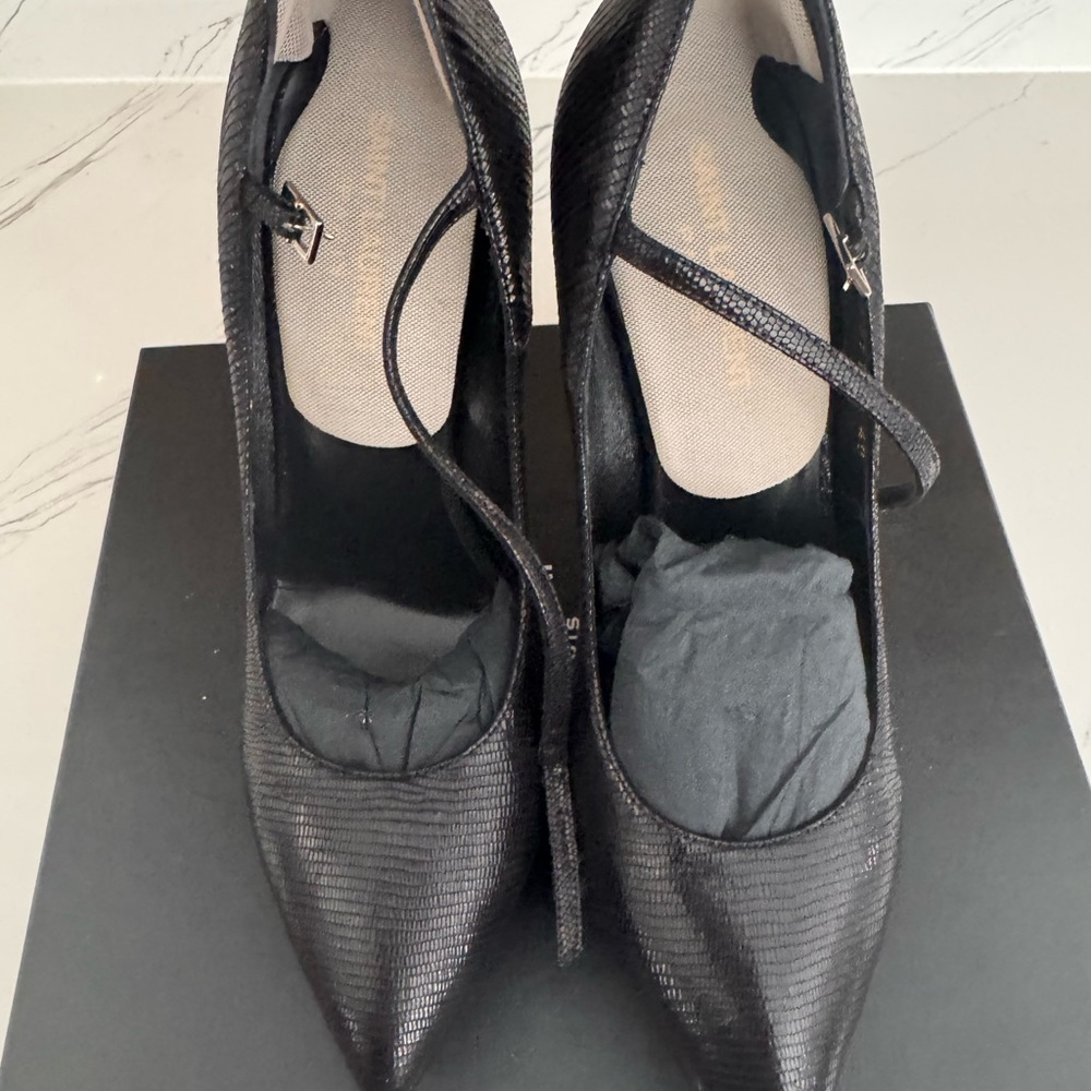Saint Laurent Black Textured Heels